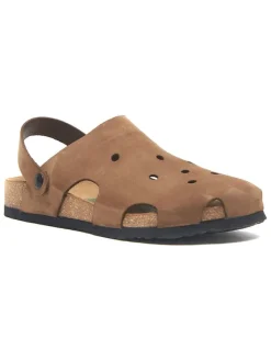 Leren clogs zandkleurig