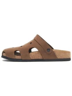 Leren clogs zandkleurig
