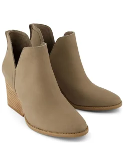 Leren enkellaarzen beige