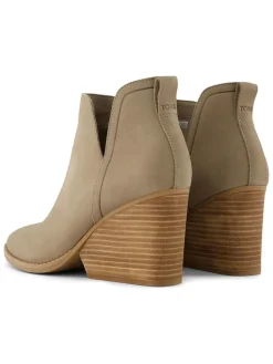 Leren enkellaarzen beige