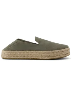 Leren espadrilles kaki