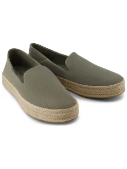 Leren espadrilles kaki