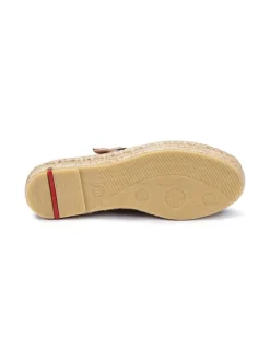Leren espandrilles beige/zwart