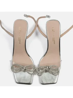 Leren haksandalen "At the Disco" zilverkleurig
