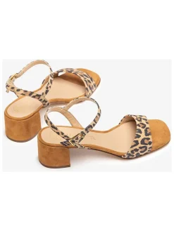 Leren haksandalen beige/bruin