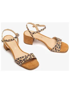 Leren haksandalen beige/bruin