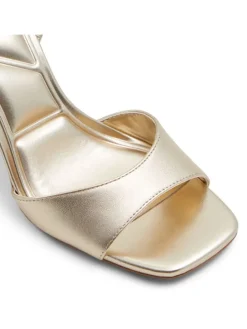 Leren haksandalen champagnekleurig