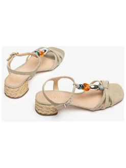 Leren haksandalen crème