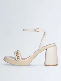 Leren haksandalen crème