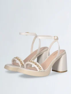 Leren haksandalen crème