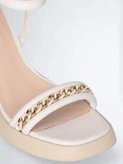 Leren haksandalen crème