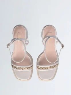 Leren haksandalen crème