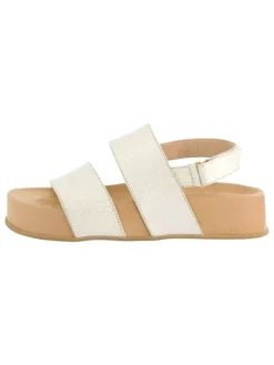 Leren haksandalen crème