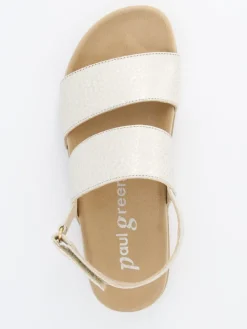 Leren haksandalen crème