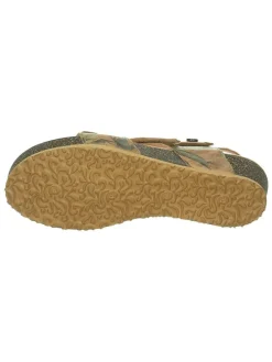 Leren haksandalen "Dumia" lichtbruin/groen