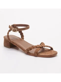 Leren haksandalen "Hachi" lichtbruin