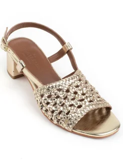Leren haksandalen "Kama" goudkleurig