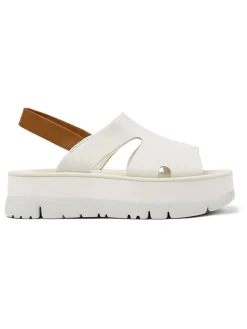 Leren haksandalen lichtbruin/wit
