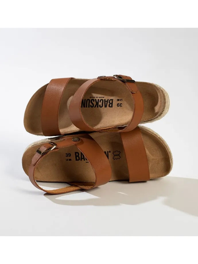 Leren haksandalen lichtbruin