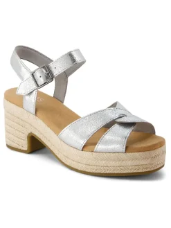 Leren haksandalen zilverkleurig