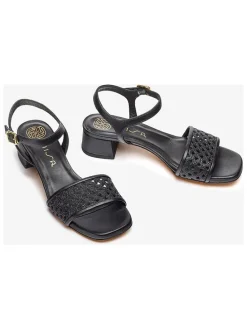 Leren haksandalen zwart