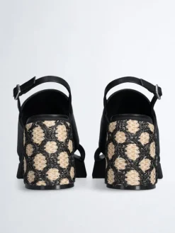 Leren haksandalen zwart