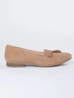 Leren instappers beige