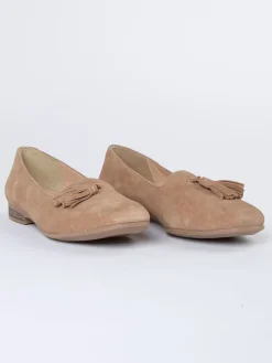 Leren instappers beige