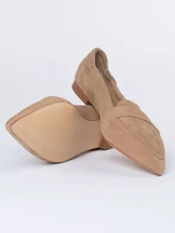 Leren instappers beige