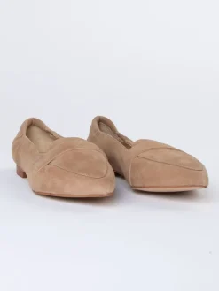 Leren instappers beige