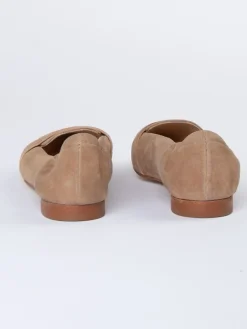 Leren instappers beige
