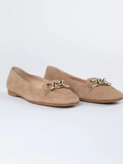 Leren instappers beige
