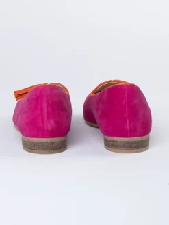 Leren instappers roze/oranje
