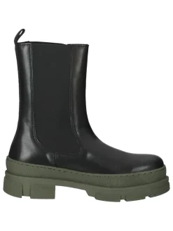 Leren laarzen zwart/kaki