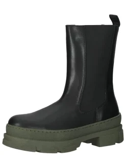 Leren laarzen zwart/kaki