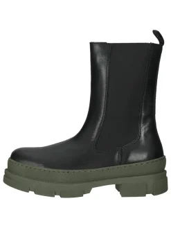 Leren laarzen zwart/kaki