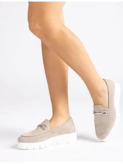 Leren mocassins beige