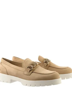 Leren mocassins beige