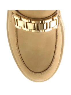 Leren mocassins beige