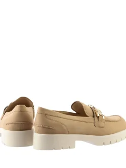 Leren mocassins beige