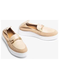 Leren mocassins beige