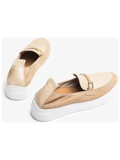 Leren mocassins beige