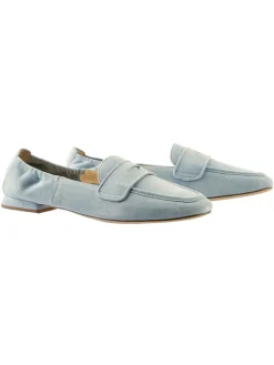 Leren mocassins lichtblauw
