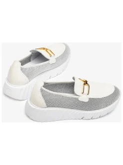 Leren mocassins wit/grijs