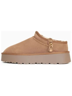 Leren pantoffels "Gichala" lichtbruin