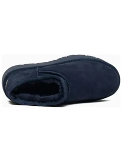 Leren pantoffels "Hugette" donkerblauw