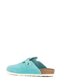 Leren pantoffels "Milky" turquoise