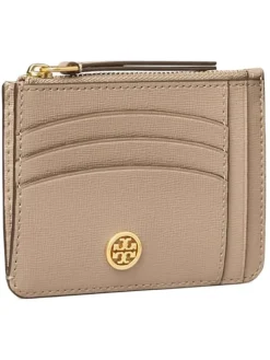 Leren portemonnee beige - (B)11,5 x (H)8,5 cm