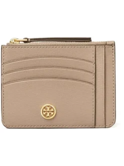 Leren portemonnee beige - (B)11,5 x (H)8,5 cm