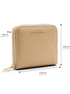 Leren portemonnee beige - (B)12,5,5 x (H)10,5 x (D)2 cm